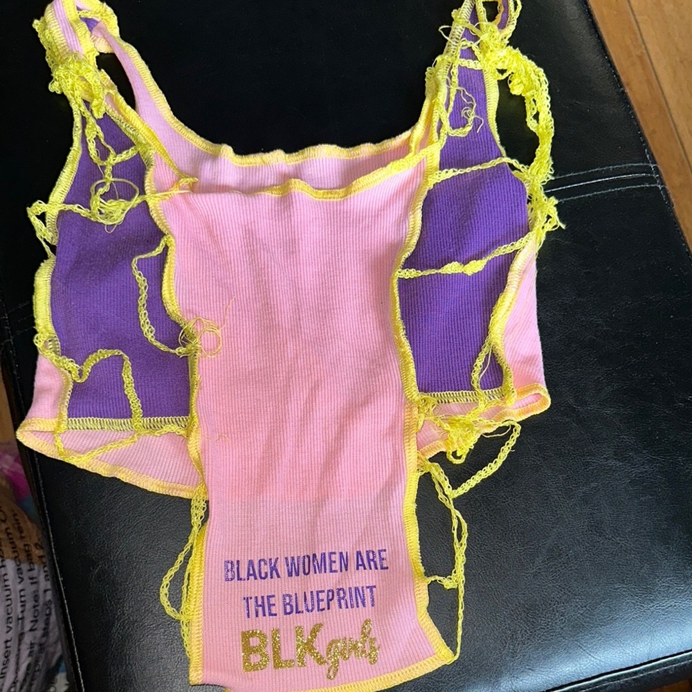 Pink and Purple “black women are the blueprint” Cropped Tank Top